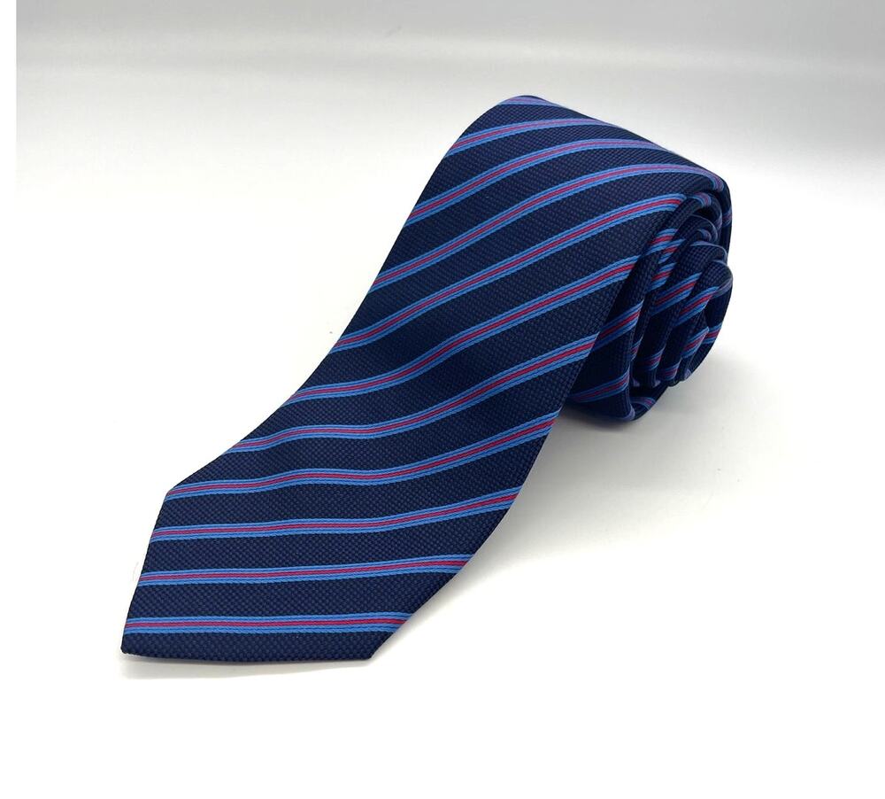 Charles Tyrwhitt Blue Repp Necktie 60” L 3.5” W 100% Silk Tie London